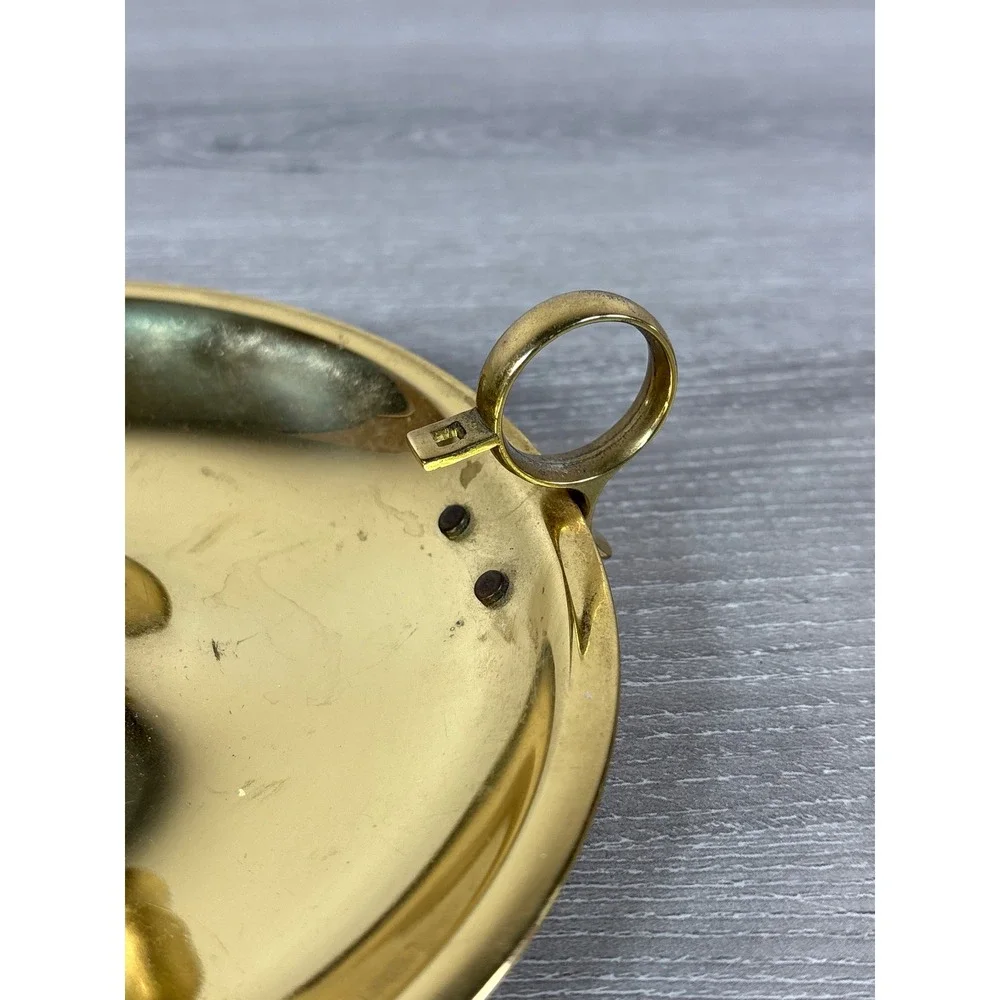 Baldwin Vintage Solid Brass Chamberstick Candle Holder with Finger Loop Handle